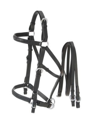 Tough1 Australian Outrider Collection Aussie Leather Bridle/Halter Combination