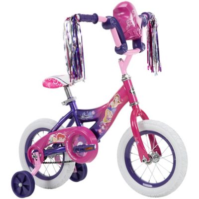 huffy 12 in. disney princess bike with bubble-maker, 1 speed, hot pink/indigo