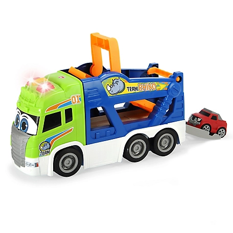 Dickie Toys 16 in. Happy Scania Car Transporter Pre-School Vehicle with Extra Car