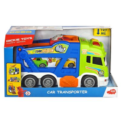Image showing 5 th Dickie Toys 16 in. Happy Scania Car Transporter Pre-School Vehicle with Extra Car