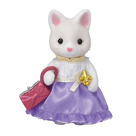 Calico Critters Baby White Silk Cat Kitten On Toy Boat 