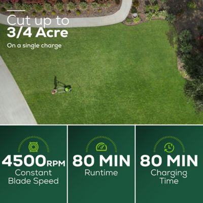 Image showing  25 in. 60V Brushless Cordless Battery Walk-Behind Self-Propelled Push Lawn Mower, (2) 4.0 Ah Battery & Charger