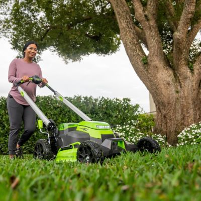 Image showing  25 in. 60V Brushless Cordless Battery Walk-Behind Self-Propelled Push Lawn Mower, (2) 4.0 Ah Battery & Charger