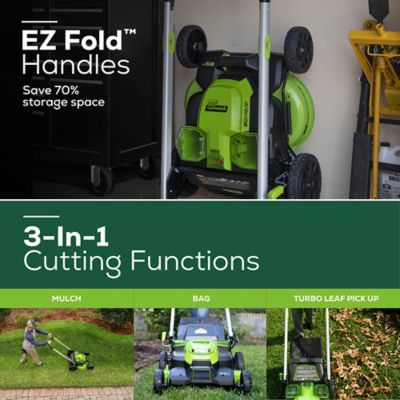 Image showing 5 th Greenworks 25 in. 60V Brushless Cordless Battery Walk-Behind Self-Propelled Push Lawn Mower, (2) 4.0 Ah Battery & Charger