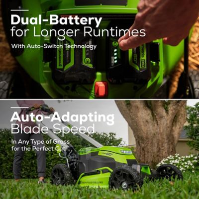 Image showing 6 th Greenworks 25 in. 60V Brushless Cordless Battery Walk-Behind Self-Propelled Push Lawn Mower, (2) 4.0 Ah Battery & Charger