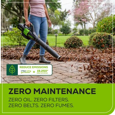 Image showing 7 th Greenworks 125 MPH/450 CFM 60V Cordless Handheld Leaf Blower, Battery and Charger Included