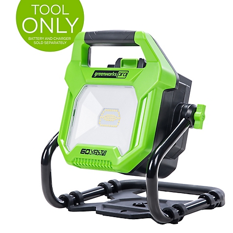 Greenworks 60V Cordless Battery Work Light, 2,500 Lumens Dual Power (AC/DC), Tool Only