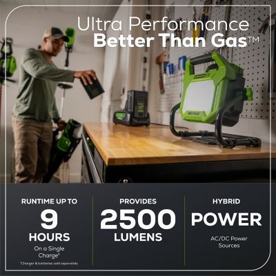 Image showing  2,500-Lumen 60V Cordless Battery Work Light, Dual Power (AC/DC), Tool Only