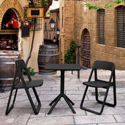 Siesta 3 pc. Dream Folding Outdoor Bistro Set, Black