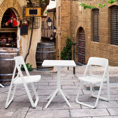 Siesta 3 pc. Dream Folding Outdoor Bistro Set, White