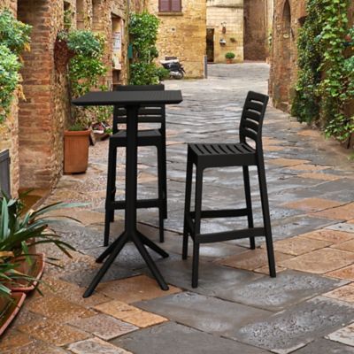 Siesta 3 pc. Sky Ares Square Outdoor Bar Set, Black