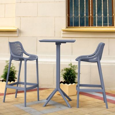 Siesta 3 pc. Sky Air Square Outdoor Bar Set, Dark Gray