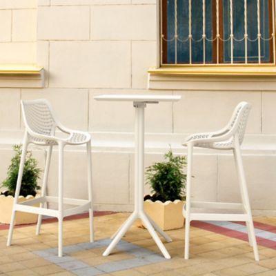 Siesta 3 pc. Sky Air Square Outdoor Bar Set, White