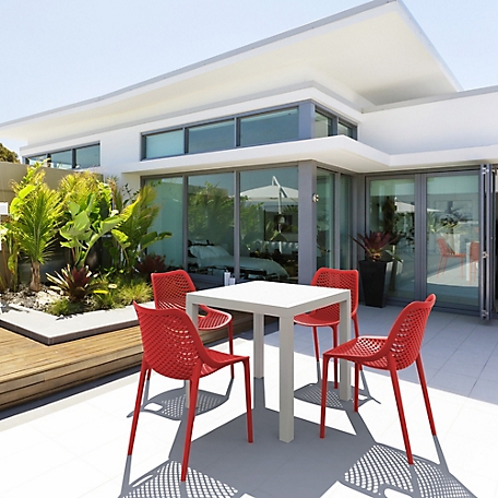 Siesta 3 pc. Air Mix Square Outdoor Dining Set, White/Red