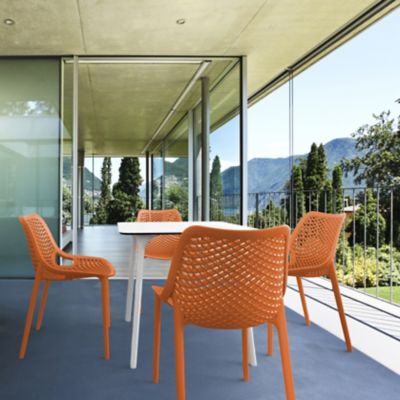 Siesta 3 pc. Air Maya Square Outdoor Dining Set, White/Orange