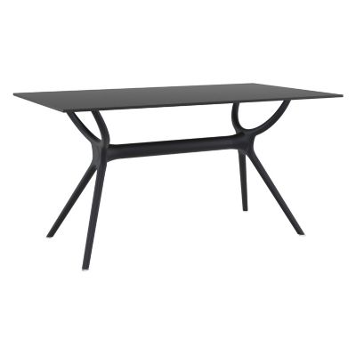Siesta Air Rectangular Outdoor Table, Black, 55 x 31.5 x 29.5in.