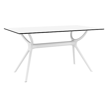 Siesta Air Rectangular Outdoor Table, White, 55 x 31.5 x 29.5in.