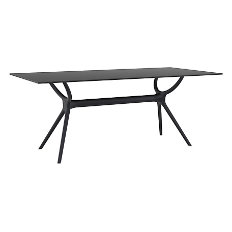 Siesta Air Rectangular Outdoor Table, Black, 71 x 35.5 x 29.5in.