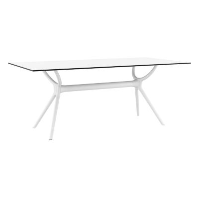 Siesta Air Rectangular Outdoor Table, White, 71 x 35.5 x 29.5in.
