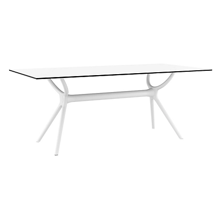 Siesta Air Rectangular Outdoor Table, White, 71 x 35.5 x 29.5in.
