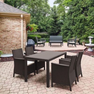 Siesta 5 pc. California Rectangular Outdoor Dining Set, Brown