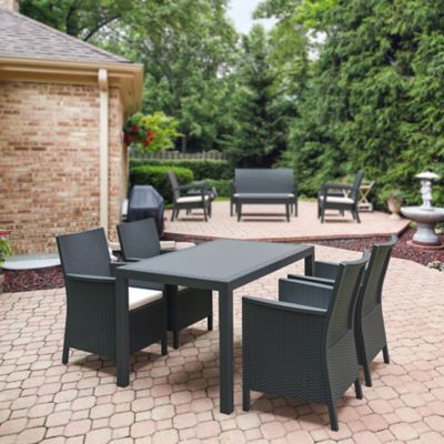 Siesta 5 pc. California Rectangular Outdoor Dining Set, Dark Gray