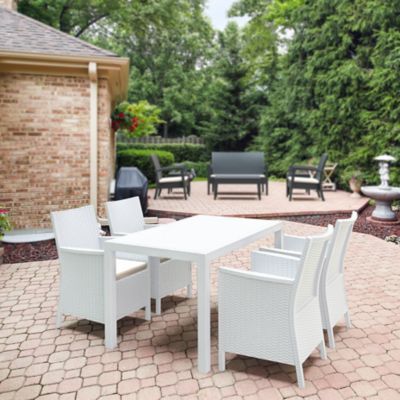 Siesta 5 pc. California Rectangular Outdoor Dining Set, White