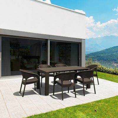 Siesta 7 pc. Panama Patio Dining Set, Brown