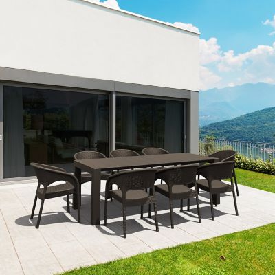 Siesta 9 pc. Panama Patio Dining Set, Brown