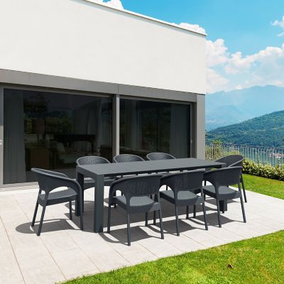 Siesta 9 pc. Panama Patio Dining Set, Dark Gray