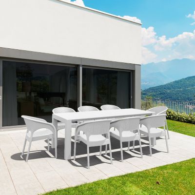 Siesta 9 pc. Panama Patio Dining Set, White