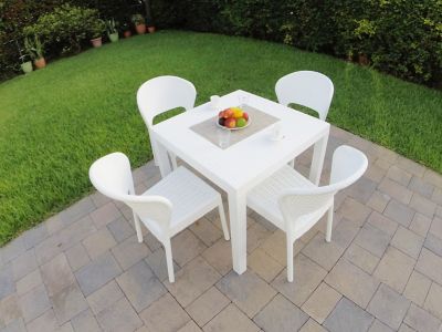 Image showing  5 pc. Daytona Square Outdoor Dining Set, White