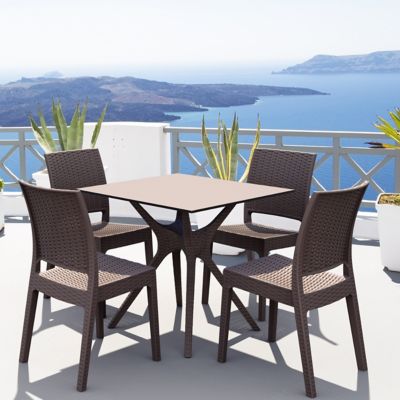 Siesta 5 pc. Ibiza Square Outdoor Dining Set, Brown
