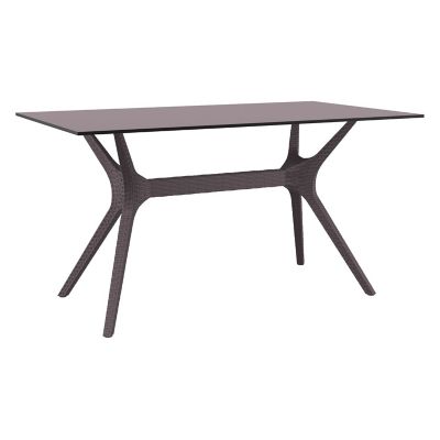 Siesta Ibiza Rectangular Outdoor Dining Table, Brown, 31.5 x 55 x 29.5in.
