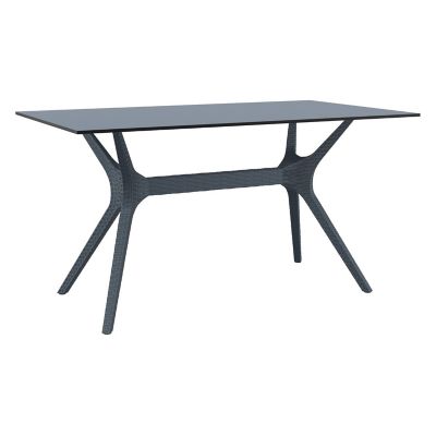 Siesta Ibiza Rectangular Outdoor Dining Table, Rattan Gray, 31.5 x 55 x 29.5in.