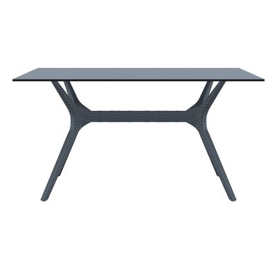 Image showing  Ibiza Rectangular Outdoor Dining Table, Rattan Gray, 31.5 x 55 x 29.5in.