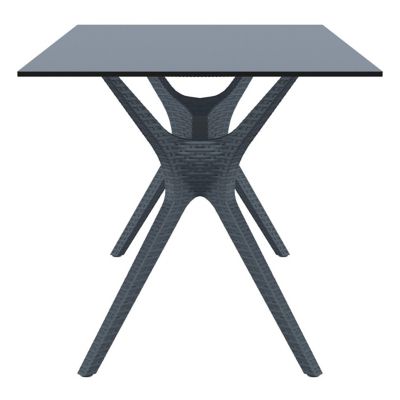 Image showing  Ibiza Rectangular Outdoor Dining Table, Rattan Gray, 31.5 x 55 x 29.5in.