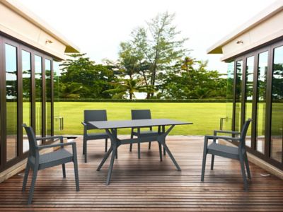 Image showing  Ibiza Rectangular Outdoor Dining Table, Rattan Gray, 31.5 x 55 x 29.5in.