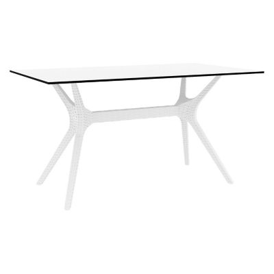 Siesta Ibiza Rectangular Outdoor Dining Table, White, 31.5 x 55 x 29.5in.