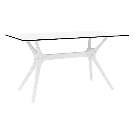Siesta Ibiza Rectangular Outdoor Dining Table, White, 31.5 x 55 x 29.5in.