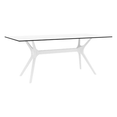Siesta Ibiza Rectangular Outdoor Dining Table, White, 35.5 x 71 x 29.5in.