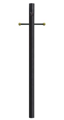 SOLUS 7 ft. Black Outdoor Direct Burial Lamp Post with Cross Arm and Auto Dusk to Dawn Photocell, Fits 3 in. Post Top Fixtures