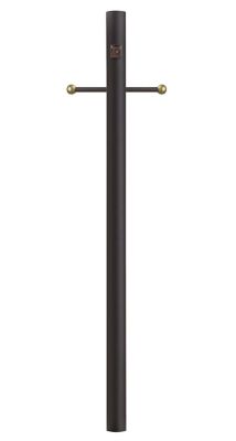 SOLUS 7 ft. Bronze Outdoor Direct Burial Lamp Post with Cross Arm & Auto Dusk to Dawn Photocell, Fits 3 in. Post Top Fixtures