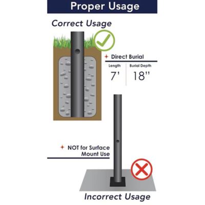 Image showing  7 ft. Bronze Outdoor Direct Burial Lamp Post with Cross Arm & Auto Dusk to Dawn Photocell, Fits 3 in. Post Top Fixtures
