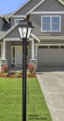 Image showing  7 ft. Outdoor Direct Burial Lamp Post with Dusk to Dawn Photo Sensor, Fits 3 in. Post Top Fixtures, Black