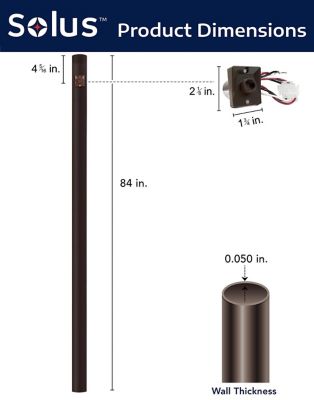 Image showing  7 ft. Outdoor Direct Burial Lamp Post with Dusk to Dawn Photo Sensor, Fits 3 in. Post Top Fixtures, Bronze