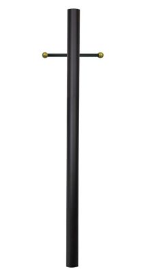 SOLUS 7 ft. Black Outdoor Direct Burial Aluminum Lamp Post with Cross Arm, Fits Most Standard 3 in. Post Top Fixtures