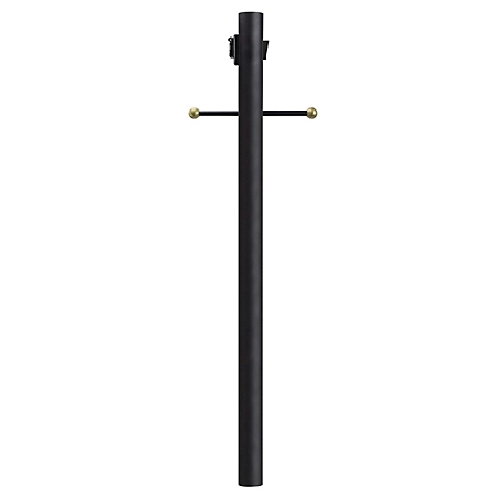 SOLUS 7 ft. Black Outdoor Lamp Post with Cross Arm and Grounded Convenience Outlet, Traditional In-Ground Light Pole