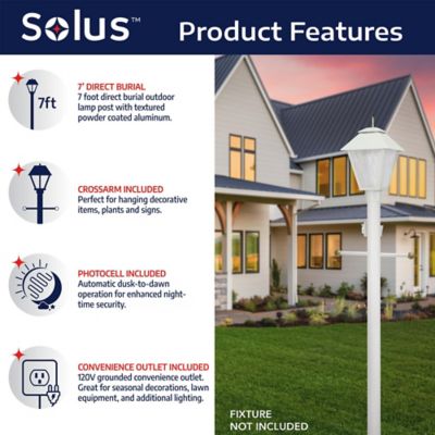 Image showing 6 th SOLUS 7 ft. Outdoor Lamp Post, White