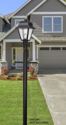 Image showing  7 ft. Outdoor Direct Burial Lamp Post with Cross Arm and Grounded Convenience Outlet, Black